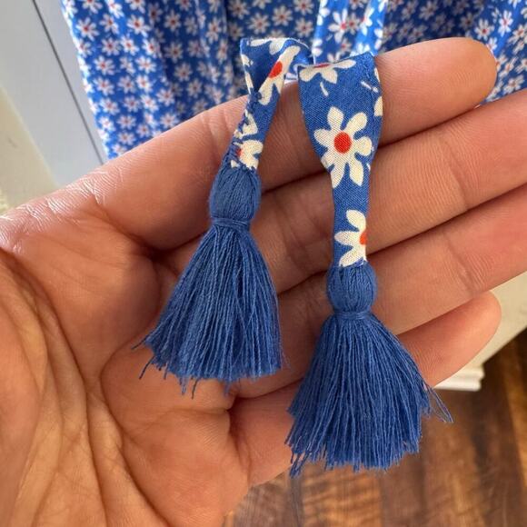 Madewell Ruffled Wrap Maxi Dress in Mini Daisy Floral Blue Size 8 Prairie Spring - Picture 8 of 11